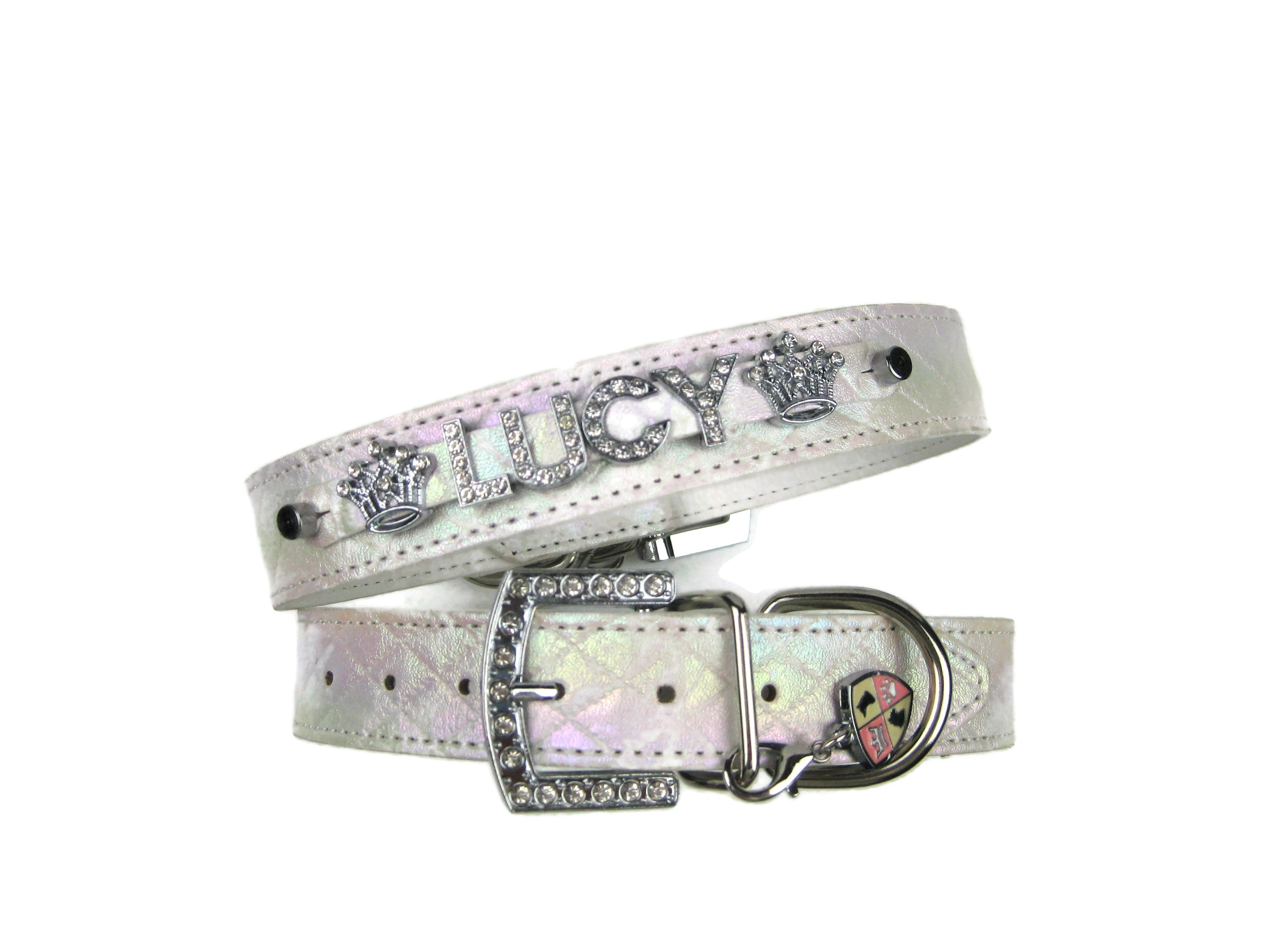 Quilted Iridescent white collar